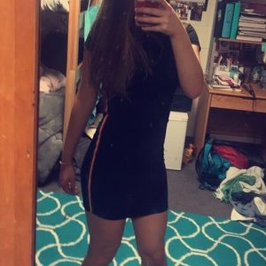 Black Bodycon Dress with Rainbow stripe